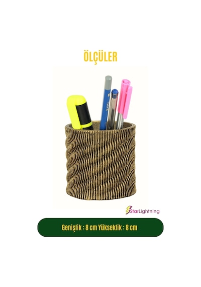 Kalemlik Altın Eskitme Renk Masa Kalemliği Organizer Kalemlik Model 5 Çok REnkli