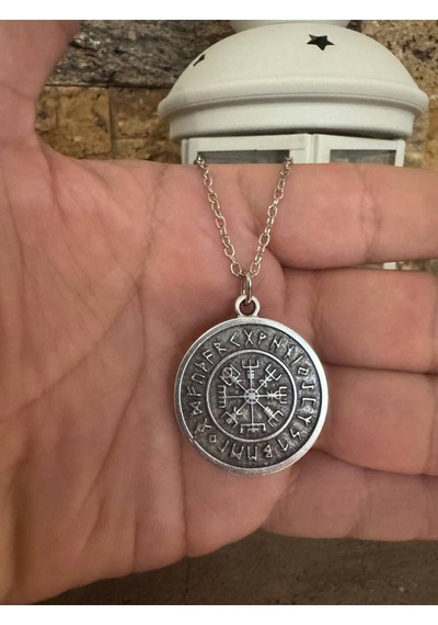 Viking Pusula Madalyon Unisex Kolye Yol Gösterici Ve Güç Sembolü Çok renkli