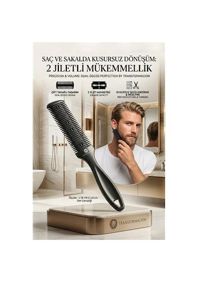 Zenvac 2 Jiletli Kırık Saç Sakal Düzletme İnceltme Tarağı 716861 Zenvac29