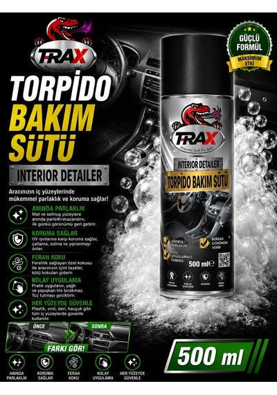Premium Oto Araç Torpido Bakım Sütü Torpido Parlatıcı Aerosol 500ml
