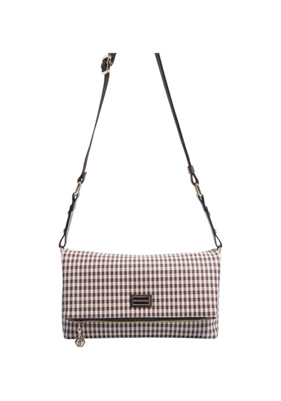 Silver Polo Sp1278 Kadın Çapraz Çanta Ekose Line Kare Kahve Sarı-kahve