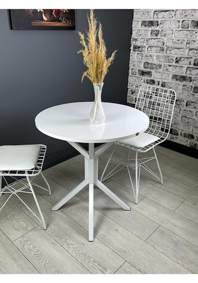 Nisa Beyaz Yuvarlak Mutfak Masası Yemek Masası Balkon Masası Metal Beyaz Ayak 70 Cm Nisa Beyaz Yuvarlak Mutfak Masası Yemek Masası Balkon Masası Metal Beyaz Ayak 70 Cm