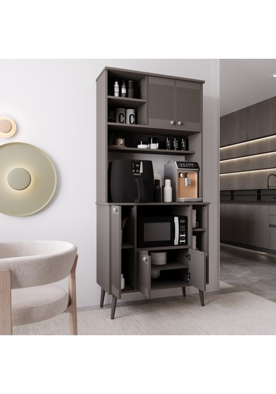 Melura Kahve Köşesi 90 Cm %100 Mdf Çok Amaçlı Dolap Gri