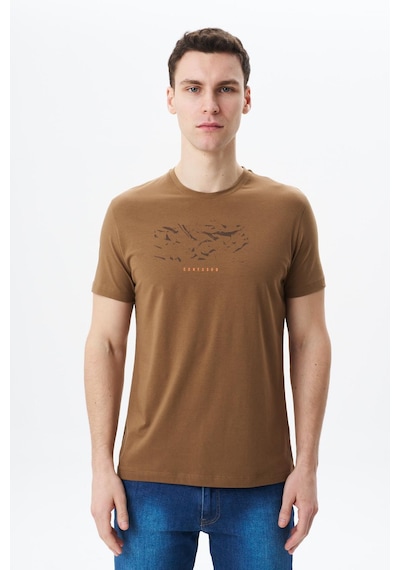 AR-MA Arma Erkek Regular Fit Baskılı Süprem Bisiklet Yaka Tişört Y29344453902 Kahverengi