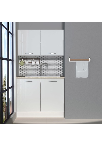 Decoraktiv Mini 100 Mdf Hazır Mutfak Dolabı - Tezgah Dahil - Parlak Beyaz