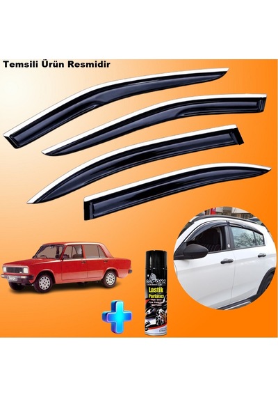 Fiat Serçe Cam Rüzgarlığı Abs Nikelajlı Krom Mügen Cam Rüzgarlığı Tüm Kasalara Uyumlu + Ebrayn 500 Ml Lastik Parlatıcı