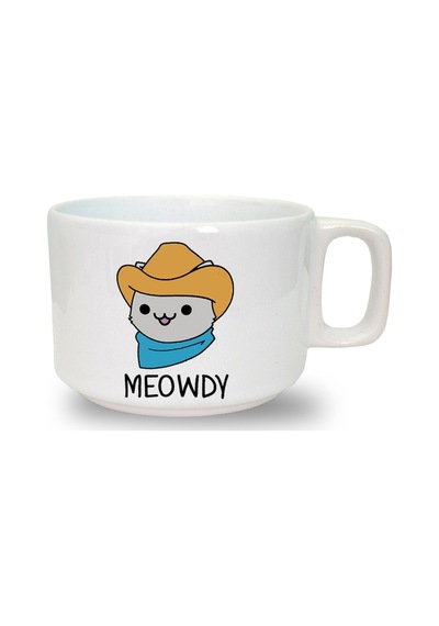 Meowdy Baskılı Seramik Beyaz Kahve Kupası