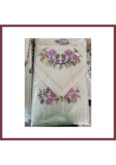 Storeşahin Kanaviçe Seccade Takımı, Seccade Seti Kanaviçe Renkli 4 Parça Seccade Kanaviçe Takım - Pembe Shn0720