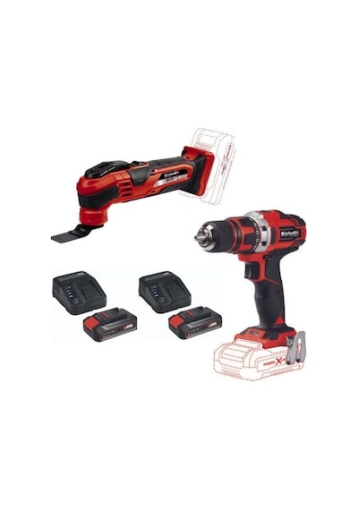 Einhell TE-CD 18/40 Vidalama Matkap + Varrito Raspalama Makinesi + 2 x 2.5 Ah Akülü Set