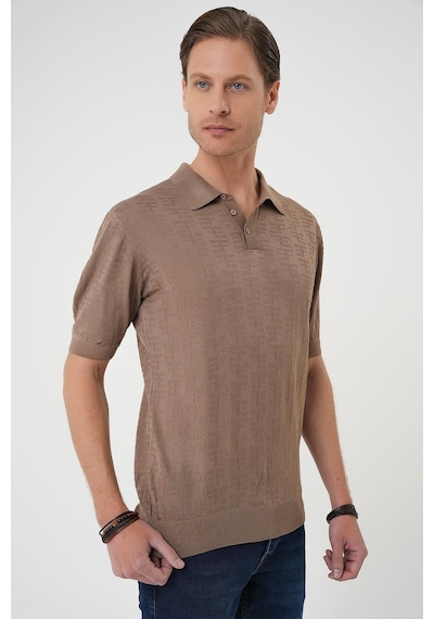 Efor Comfort Fit Polo Yaka Pamuklu Kısa Kol Casual Vizon Triko Tişört Tr 880 Vizon