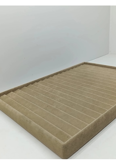Madrid Model Süet Kumaş Sütlü Kahve Renk 34/24cm Kademeli Çekmece İçi Bileklik Tablası