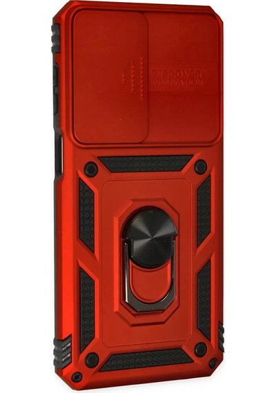 Newface Samsung Galaxy M33 Kılıf Pars Lens Yüzüklü Silikon - Kırmızı