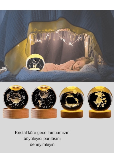 Yunus Kristal Küre, Lazer İşlemeli Sıcak Işıklı Ahşap Standlı