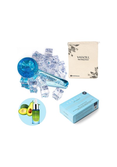 Ice Globes Buz Küresi Yüz Masaj Topu Soğuk Terapi, Cilt Bakımı, Avokado Yağı Hediyeli Blue