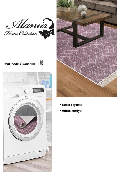 Dekoreko Kaymaz Taban Djt Salon Halısı Trend Saçaklı Iskandinav F5084 Gül Kurusu