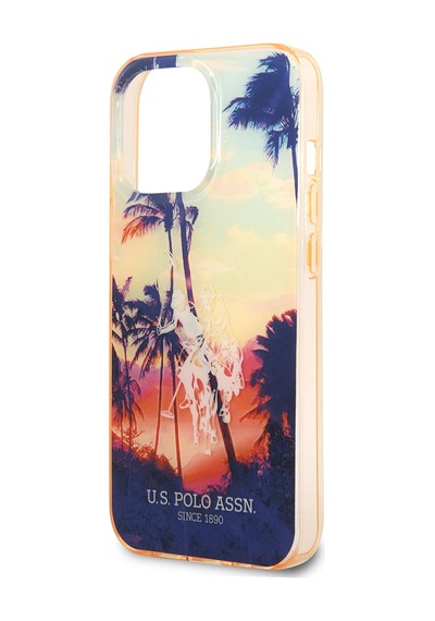 Apple Uyumlu iPhone 14 Pro Max Kılıf U.s. Polo Assn. Renkli Ağaç Baskılı Dizayn Kapak Gül Kırmızı