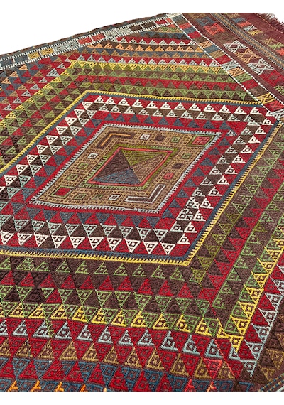 El Dokuma Antika Obruk Kilimi 135x170 Kök Boya 130 Yıllık Koleksiyonluk Kilim
