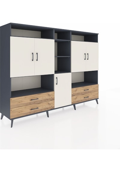 Hyperion Dolap 12 Raflı 4 Çekmeceli 5 Kapaklı 220x44x163 Antrasit Antrasit-aytaşı/çam Hyperion Dolap 12 Raflı 4 Çekmeceli 5 Kapaklı 220x44x163 Antrasit Antrasit-aytaşı/çam