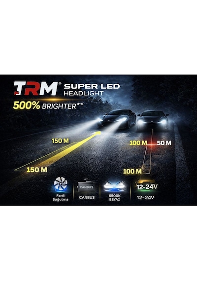 Trm Led Xenon Süper Led 9006 6000k 12000lm %500