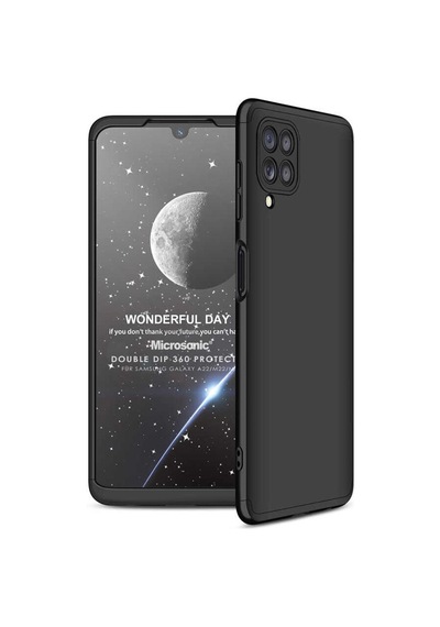 Samsung Galaxy M22 İçin Kılıf Double Dip 360 Protective Siyah Galaxy M22 İle Uyumlu Kılıf - Siyah
