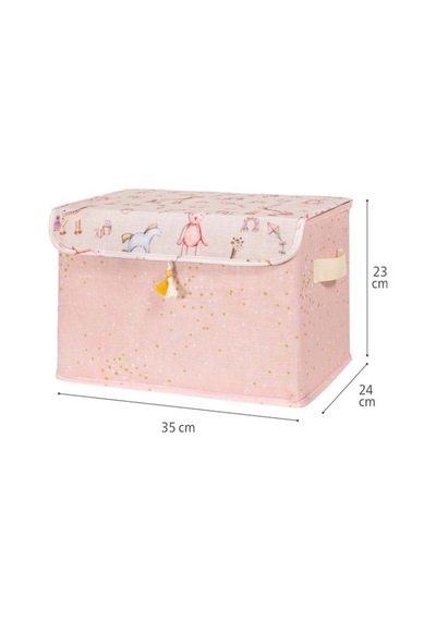 Bebek Pembe Maxi Saklama Kutusu, Bebek Odası Düzenleyici, Bebek Hurç, 35 X 24 X 23 Cm, 19 Litre Desenli