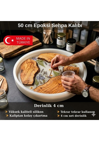 50 Cm Epoksi Sehpa Kalıbı - 4 Cm Derin Sehpa Kalıbı - Epoksi Masa Kalıbı - Epoksi Derin Kalıplar - Sanatlabhobi