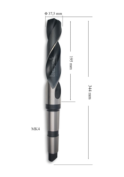 MTE 37,5 mm Mors Konik Saplı Matkap Ucu HSS (DIN 345)