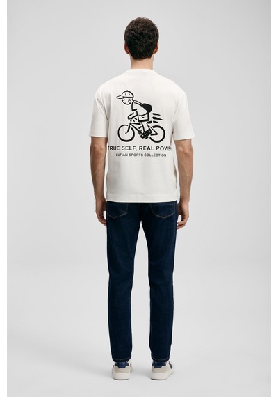 Lufian Mario Modern Grafik Erkek T-shirt 111020283 Ekru
