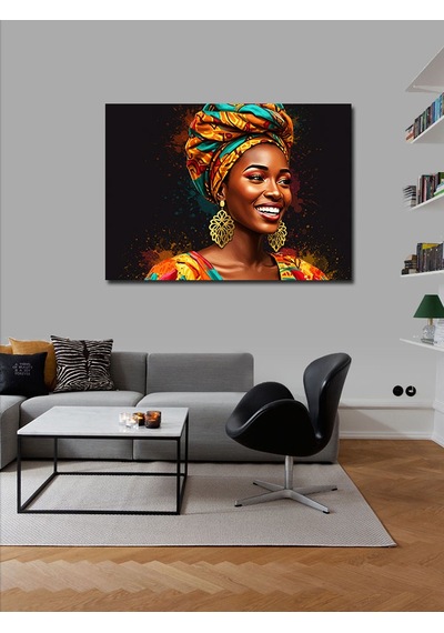 Kanvas Tablo Mutlu Afrika Kadın