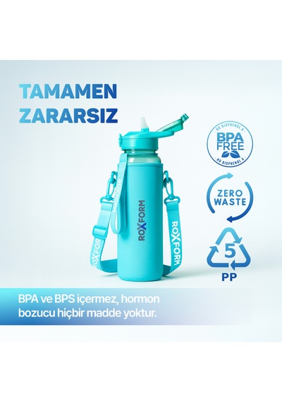 Roxform 1100 Ml Mavi Premium Suluk Matara Bpa & Bps İçermez, Kılıflı Ve Sızdırmaz Mavi