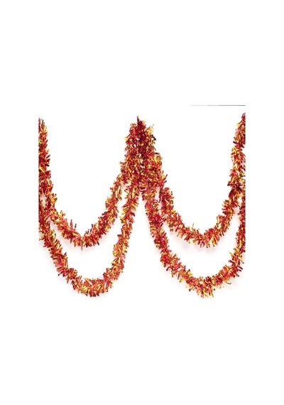 Kırmızı Altın Renk 4 Cm Genişlik Garland Çift Renk Sim Süs 180 Cm Bx40