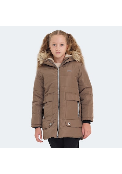 Slazenger CAMELIA Çocuk Kapüşonlu Bej Mont & Kaban
