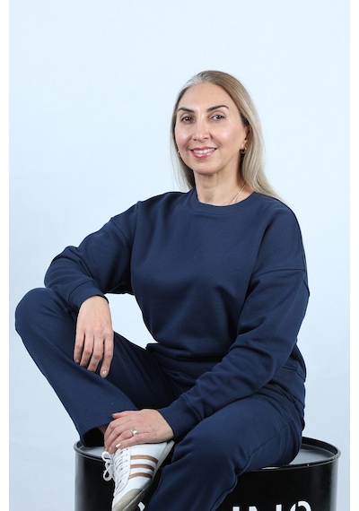 Kadın 2 İplik Şardonlu Sweat Lacivert