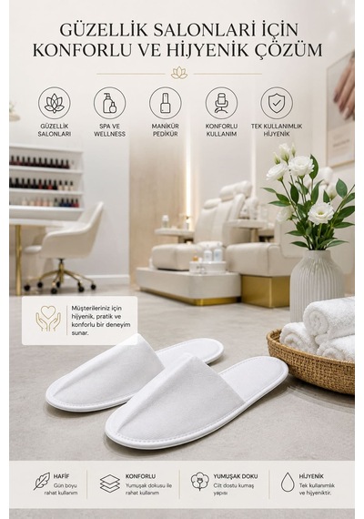 10 Çift Tek Kullanımlık Otel Spa Terlik Seti Tabansız Tela