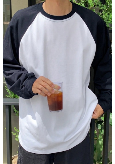 Tarz Cool Erkek Reglan Kol Uzun Kollu Basic Tişört Süprem %100 Cotton Bisiklet Yaka Rahat Kalıp Lacivert