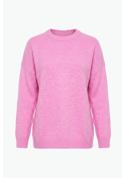 CEMO Bisiklet Yaka Oversize Triko Kazak 26k-tk251069118-pbm-std Pembe