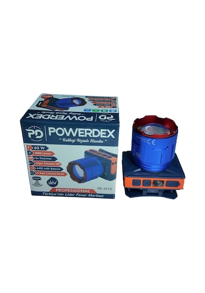 Powerdex Pd-2572 60w & 4000 Lümen Profesyonel Zoomlu Sensörlü Dijital Lcd Kafa Feneri Siyah