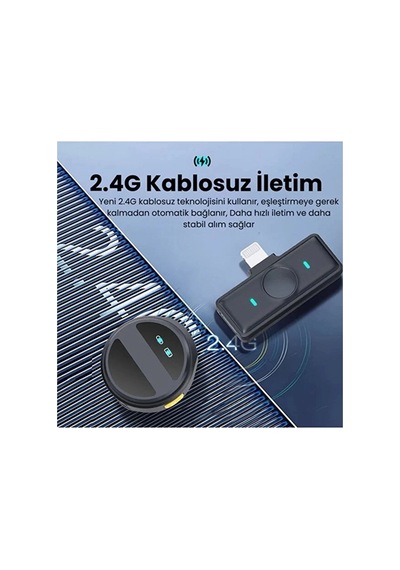 2 Adet Profesyonel Kablosuz Yaka Mikrofonu Lighting Uyumlu Manyetik Klipsli İtem0015kc05