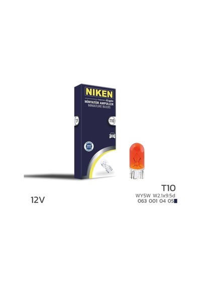 Niken 12v T10 Park Ampulü W5w Amber W2.1x9.5d 10 Lu