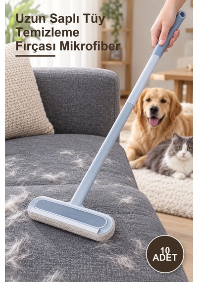 10 Adet Uzun Saplı Tüy Temizleme Fırçası Mikrofiber