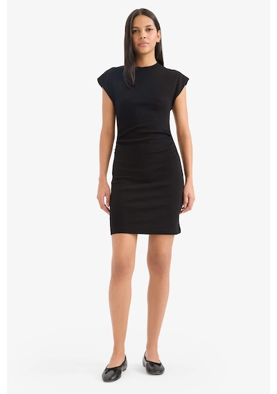 Defacto Bodycon Vücudu Saran Basıc Ribana Mini Elbise C4513AX24SP Siyah