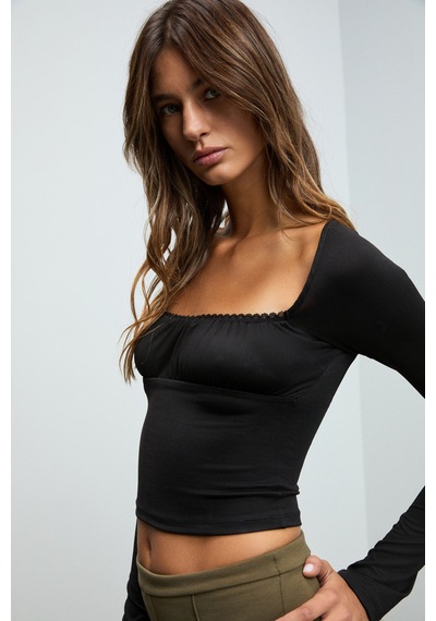 Grımelange Sılıvra Kadın Havuz Yakalı Esnek Kumaşlı Slim Fit Siyah Bluz Siyah Grımelange Sılıvra Kadın Havuz Yakalı Esnek Kumaşlı Slim Fit Siyah Bluz Siyah