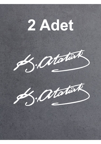 Mustafa Kemal Atatürk İmza 2 Adet Sticker - Araba Oto Motosiklet Karavan Sticker - 00016 12x3,5 Cm