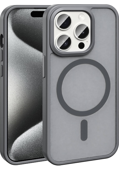 Rba Aksesuar Apple Uyumlu iPhone 15 Pro Kılıf M-safe Şarj Özellikli Mat Arka Yüzey Rba Sio Kapak - Siyah Siyah