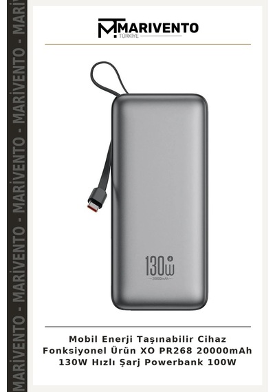 Mobil Enerji Taşınabilir Cihaz Fonksiyonel Ürün Xo Pr268 20000mah 130w Hızlı Şarj Powerbank 100w Çok Renkli