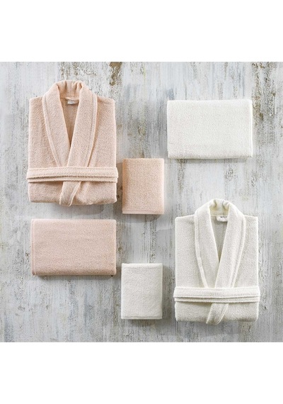 Elart Bornoz Aile Seti % 100 Pamuk 6 Parça Naturel Mavi (520704404)-Cappuccino-Tek Ebat Cappuccino