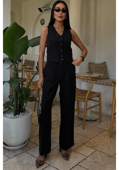 Moderie Butik Cyrus Yelek Pantolon Takım 10103 Si Yah