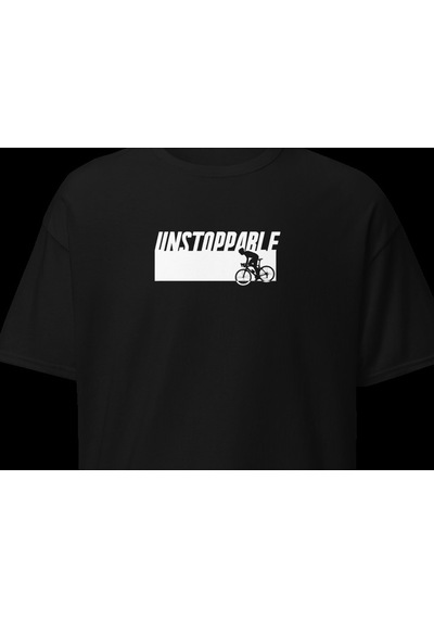 Wildstyle Unstoppable Durdurulamaz Bisiklet Motivasyon Baskılı Unisex Bisiklet Yaka Pamuklu Tişört Siyah
