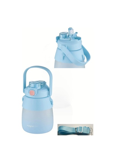 1000ml Pipetli/pipetsiz Çift Kullanım Suluk Matara Spor Okul Doğa Vgn6640-mavi Turkuaz