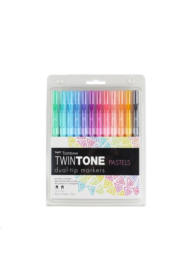 Tombow Twın Tone Dual-tip G.kalemi Seti Pastels Pastel Renkler 12 Renk